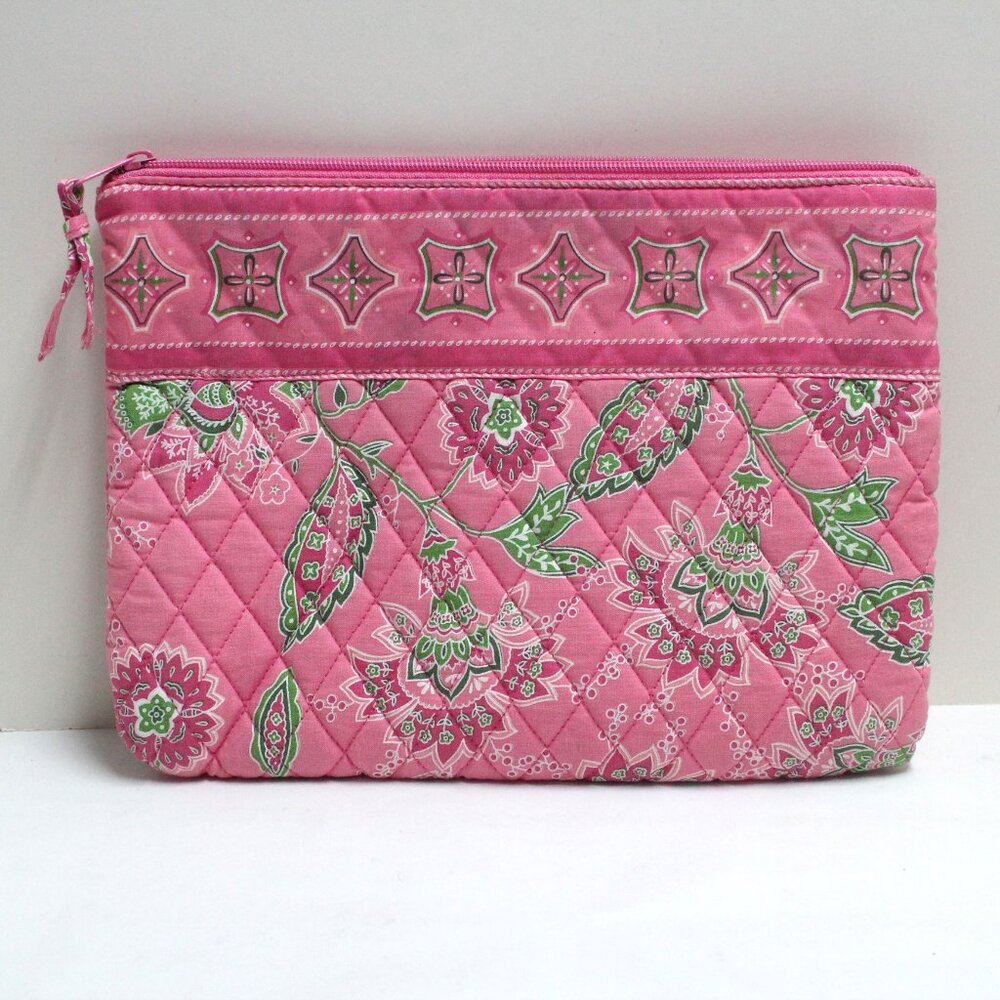 Tanya Lee Preowned Floral Quilted Makeup Cosmetic Toiletry Bag With Zipper